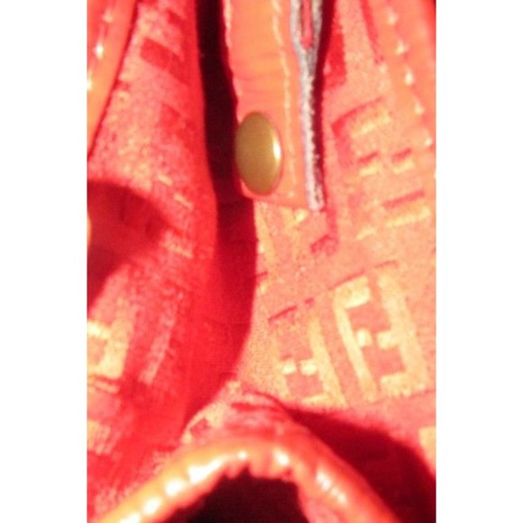 Fendi Smalll F Logo Make Up Red Zucchino Print Canvas And Leather Clutch - Picture 4 of 11